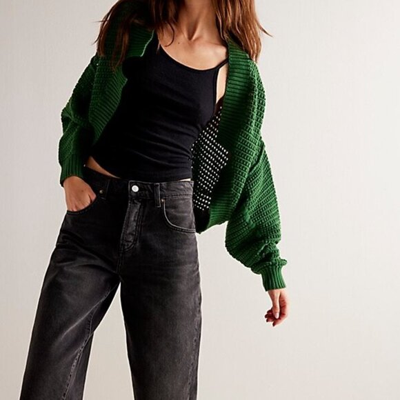 057 Free People Care FP East To West Cardi NWOT Evergreen Size Small